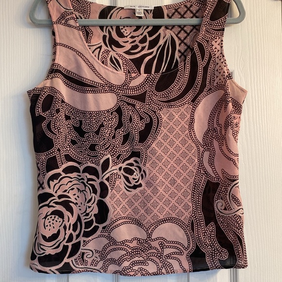 ST.JOHN, Women’s Paisley sleeveless top, Size:Medium, Color: Mauve and Black - Picture 2 of 8